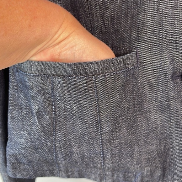 L.L. BEAN 3 Button Single Breasted Denim Blazer Blue Dark Wash Lined 6 Regular - Picture 6 of 12